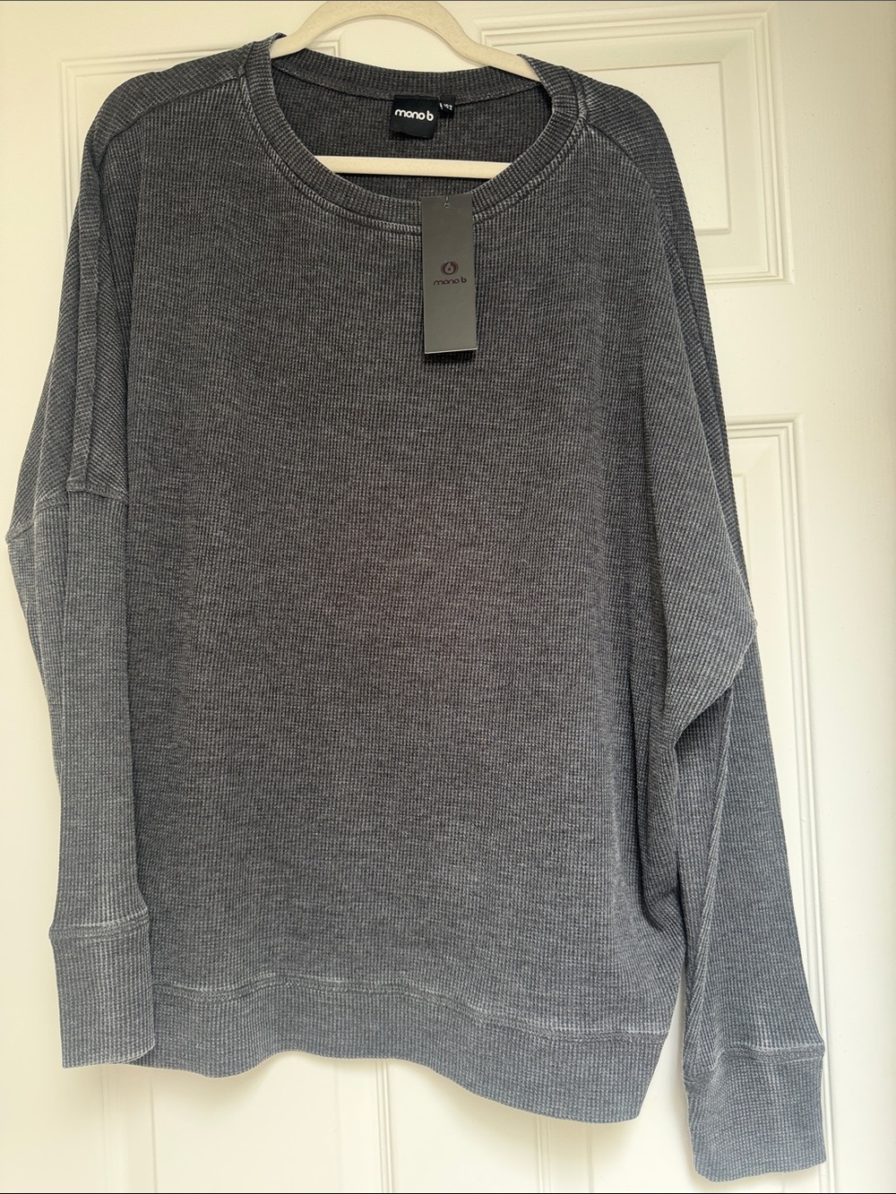 Grey Ribbed Crew Neck Sweater